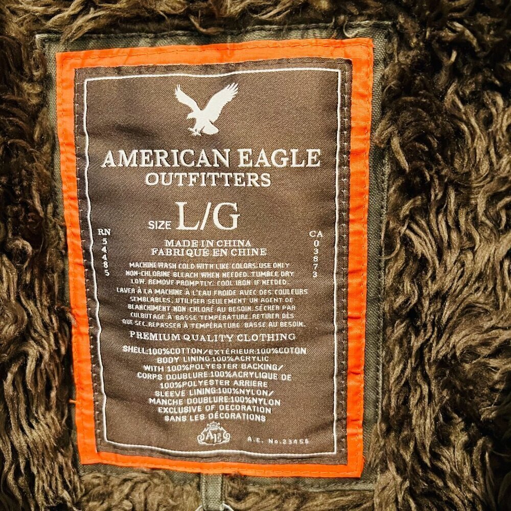 Y2K Green American Eagle Military Parka Winter Coat Mens Small Heavyweight Lined - Picture 15 of 16